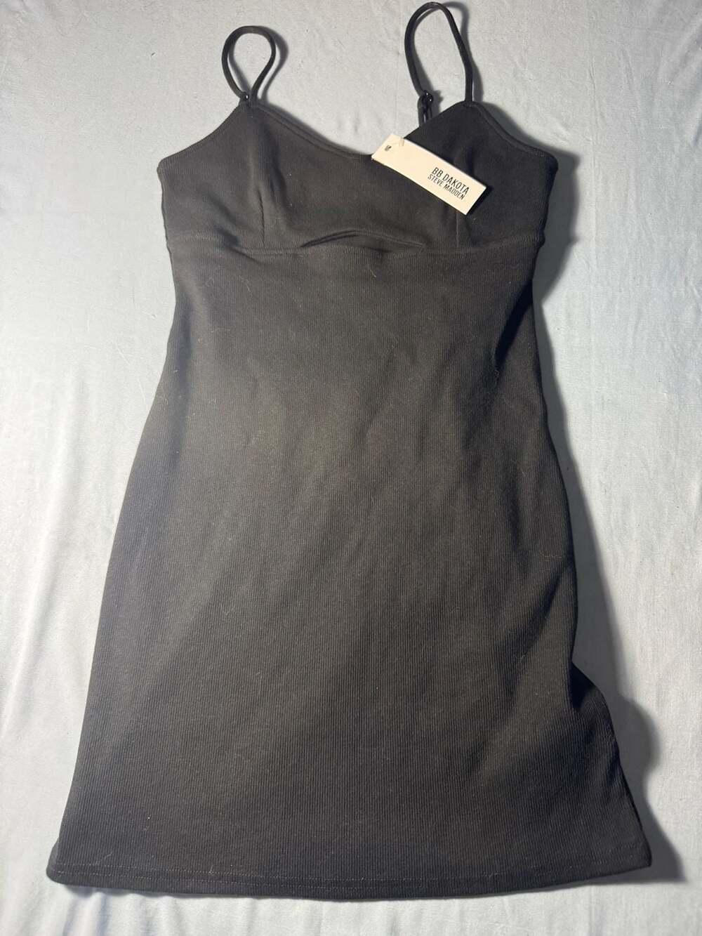 Bb Dakota Sneak Peek Dress Size M Black Ribbed Mini